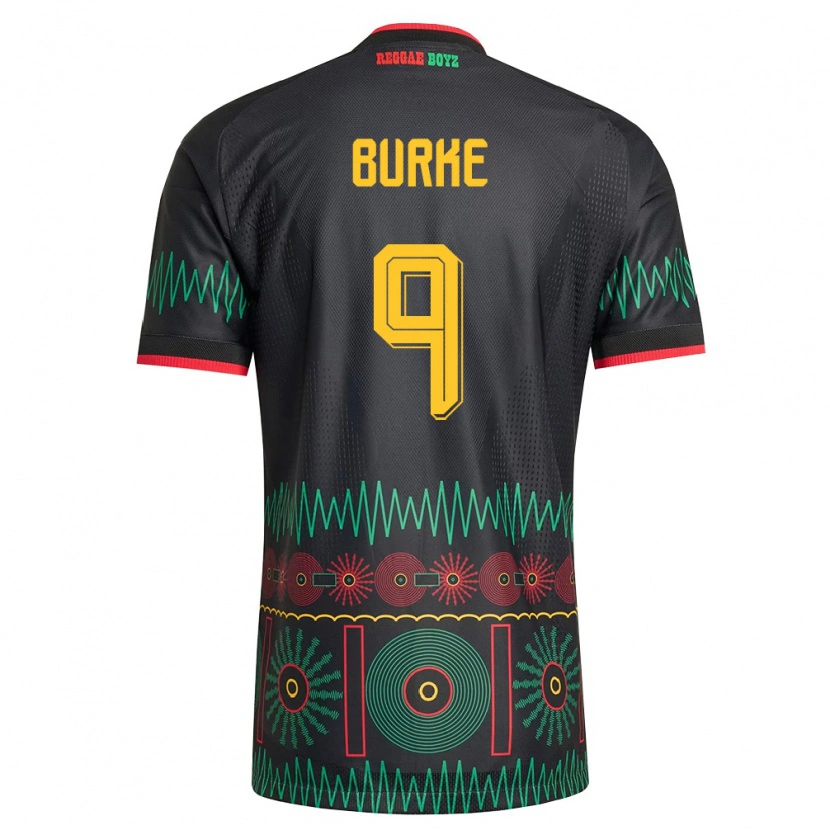 Danxen Niño Camiseta Jamaica Cory Burke #9 Negro Rojo Amarillo 2ª Equipación 26-28 La Camisa