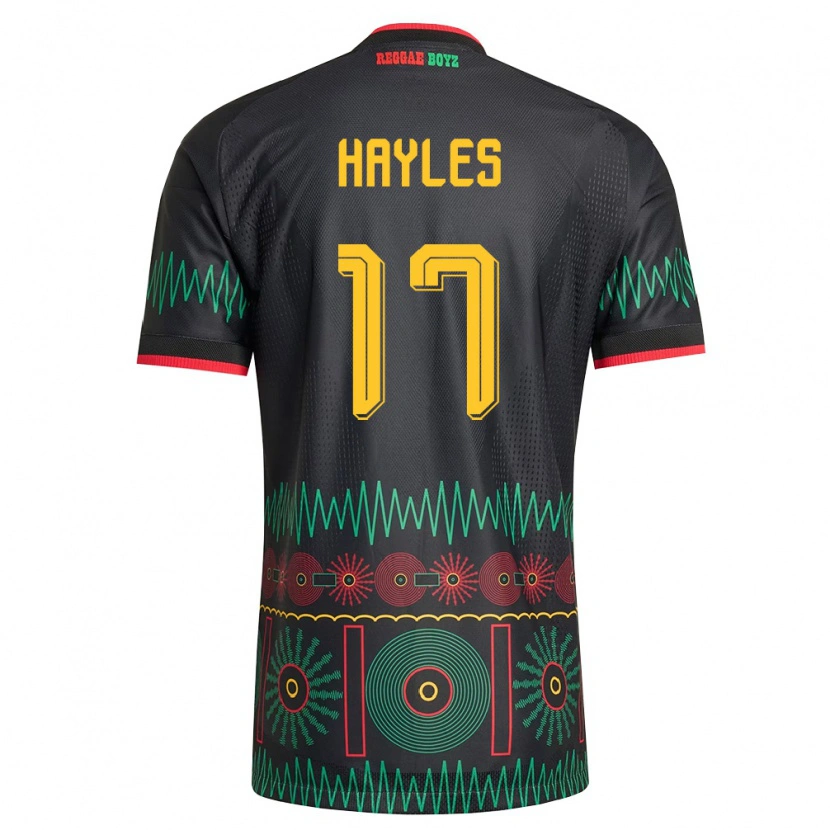 Danxen Niño Camiseta Jamaica Justin Hayles #17 Negro Rojo Amarillo 2ª Equipación 26-28 La Camisa