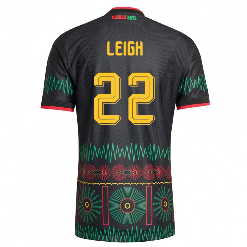 Danxen Niño Camiseta Jamaica Greg Leigh #22 Negro Rojo Amarillo 2ª Equipación 26-28 La Camisa