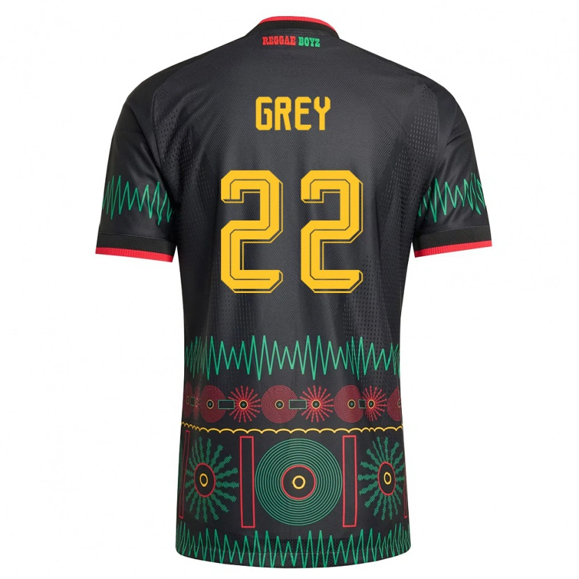 Danxen Niño Camiseta Jamaica Mireya Grey #22 Negro Rojo Amarillo 2ª Equipación 26-28 La Camisa