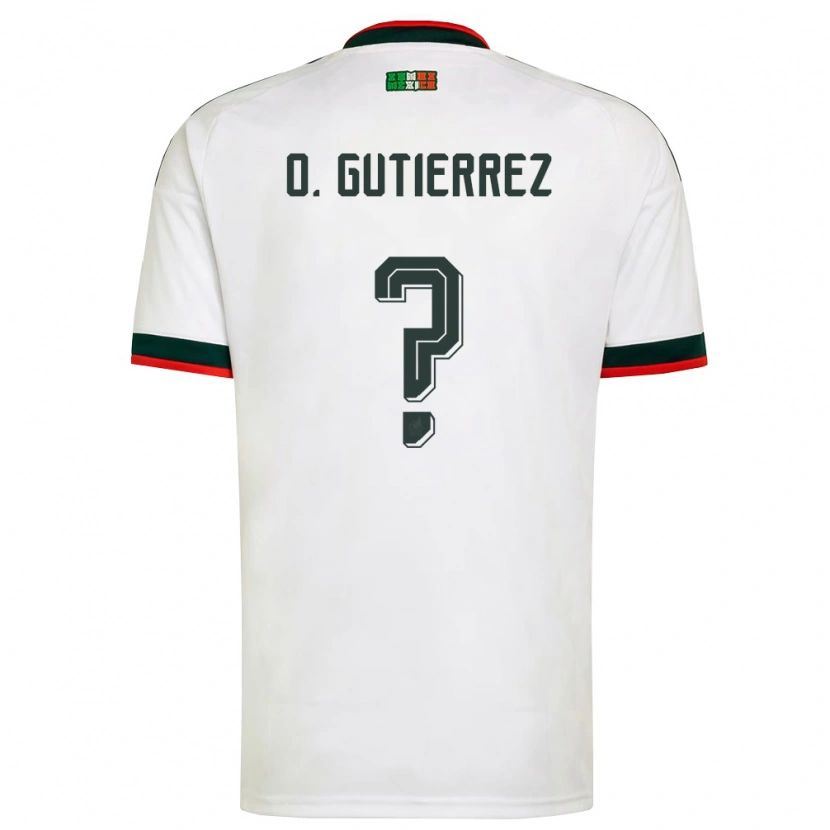 Danxen Niño Camiseta México Orlando Gutiérrez #0 Blanco Borgoña Verde 2ª Equipación 26-28 La Camisa