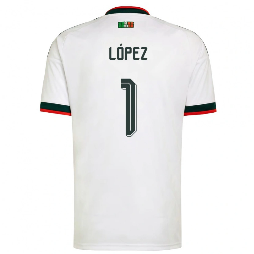 Danxen Niño Camiseta México Santiago López #1 Blanco Borgoña Verde 2ª Equipación 26-28 La Camisa