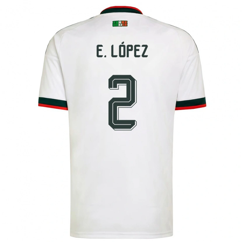 Danxen Niño Camiseta México Everardo López #2 Blanco Borgoña Verde 2ª Equipación 26-28 La Camisa