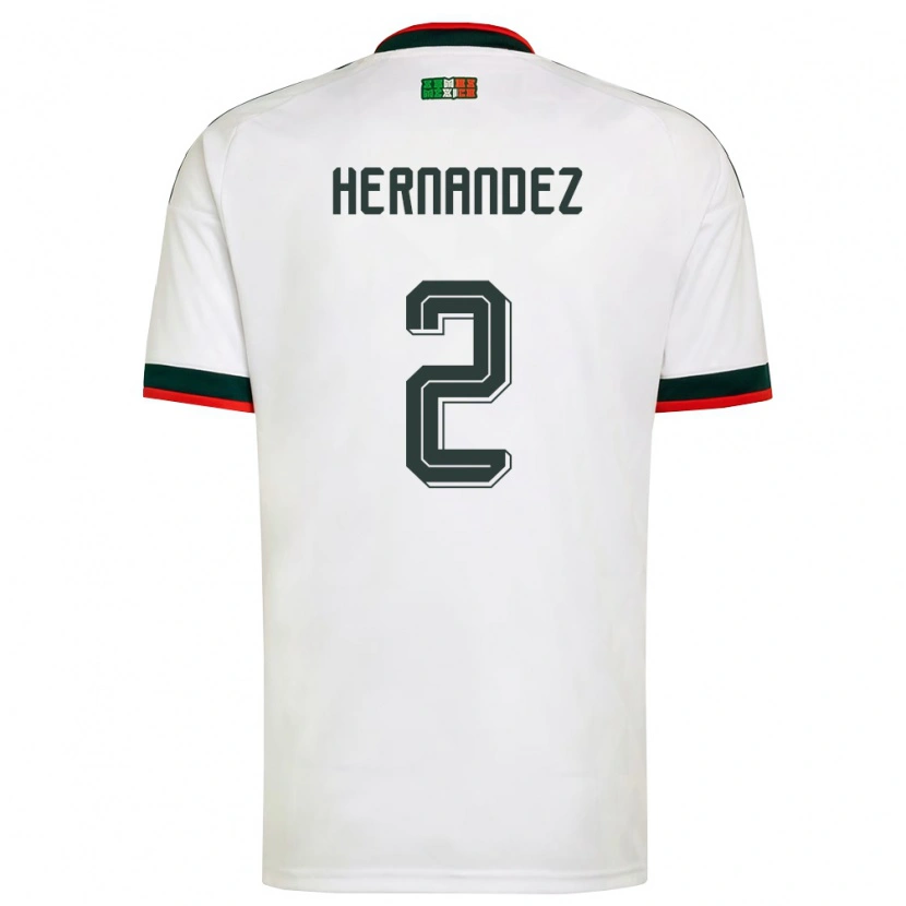 Danxen Niño Camiseta México Alan Hernández #2 Blanco Borgoña Verde 2ª Equipación 26-28 La Camisa