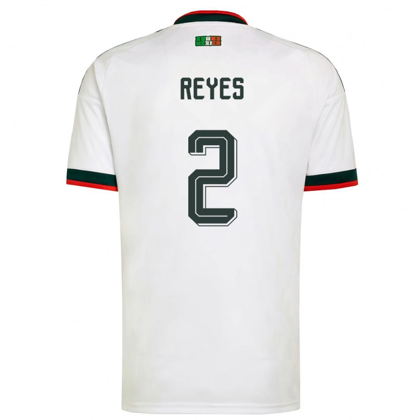 Danxen Niño Camiseta México Luis Reyes #2 Blanco Borgoña Verde 2ª Equipación 26-28 La Camisa