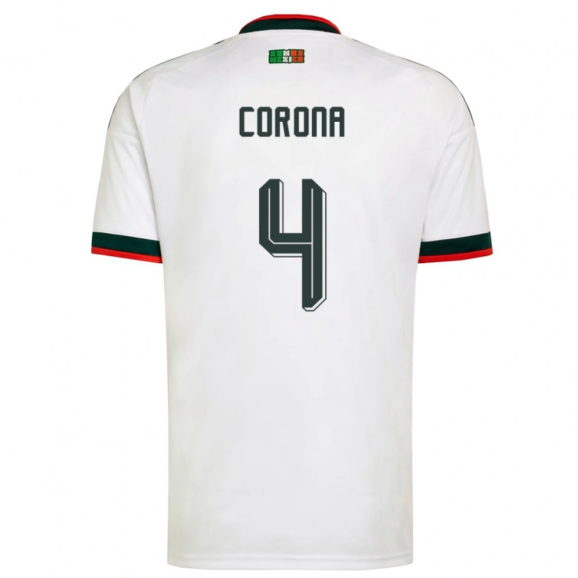 Danxen Niño Camiseta México Michael Corona #4 Blanco Borgoña Verde 2ª Equipación 26-28 La Camisa