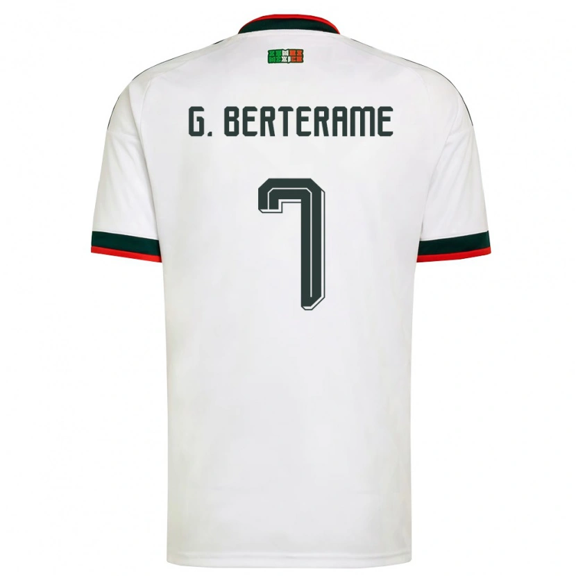 Danxen Niño Camiseta México Germán Berterame #7 Blanco Borgoña Verde 2ª Equipación 26-28 La Camisa