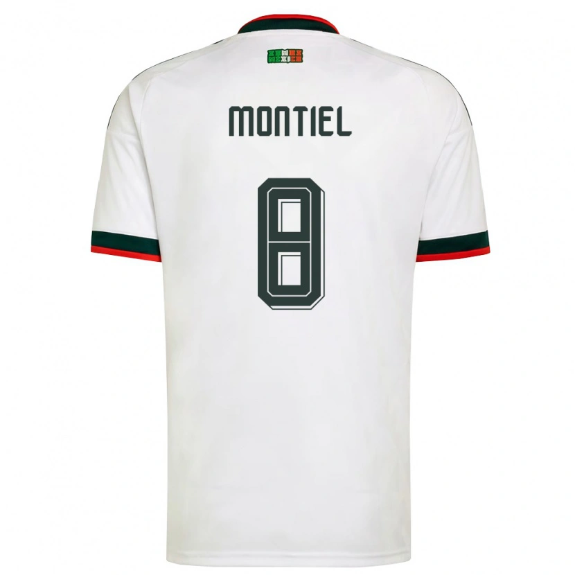 Danxen Niño Camiseta México Elías Montiel #8 Blanco Borgoña Verde 2ª Equipación 26-28 La Camisa