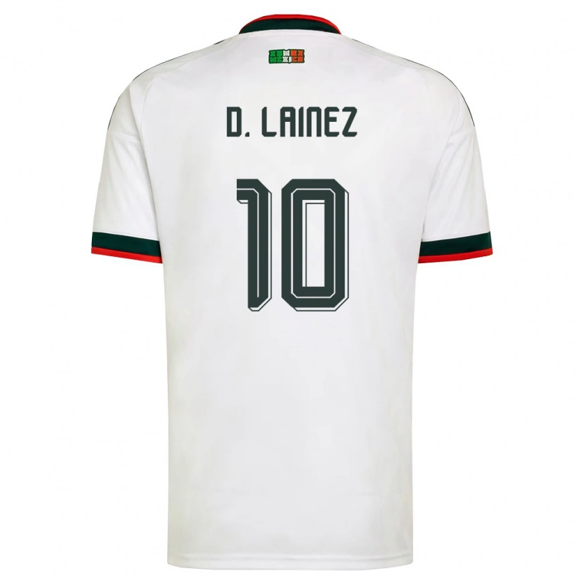 Danxen Niño Camiseta México Diego Lainez #10 Blanco Borgoña Verde 2ª Equipación 26-28 La Camisa