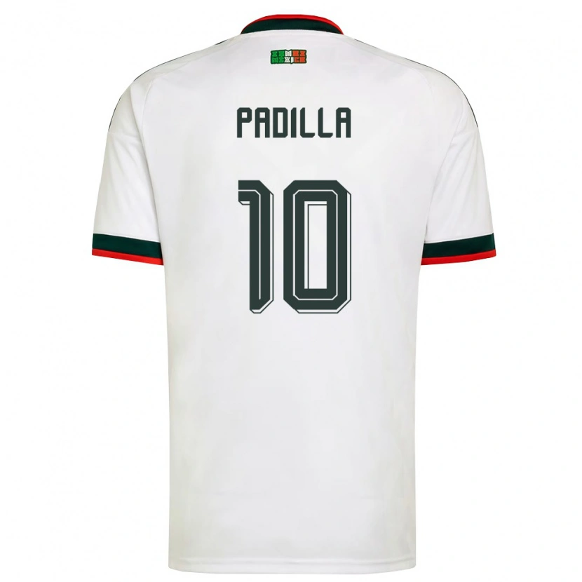 Danxen Niño Camiseta México Yael Padilla #10 Blanco Borgoña Verde 2ª Equipación 26-28 La Camisa