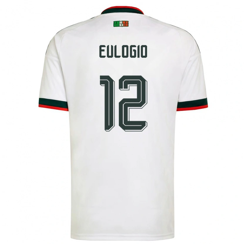 Danxen Niño Camiseta México Jose Eulogio #12 Blanco Borgoña Verde 2ª Equipación 26-28 La Camisa
