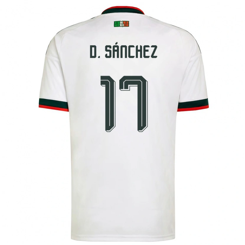 Danxen Niño Camiseta México Diego Sánchez #17 Blanco Borgoña Verde 2ª Equipación 26-28 La Camisa