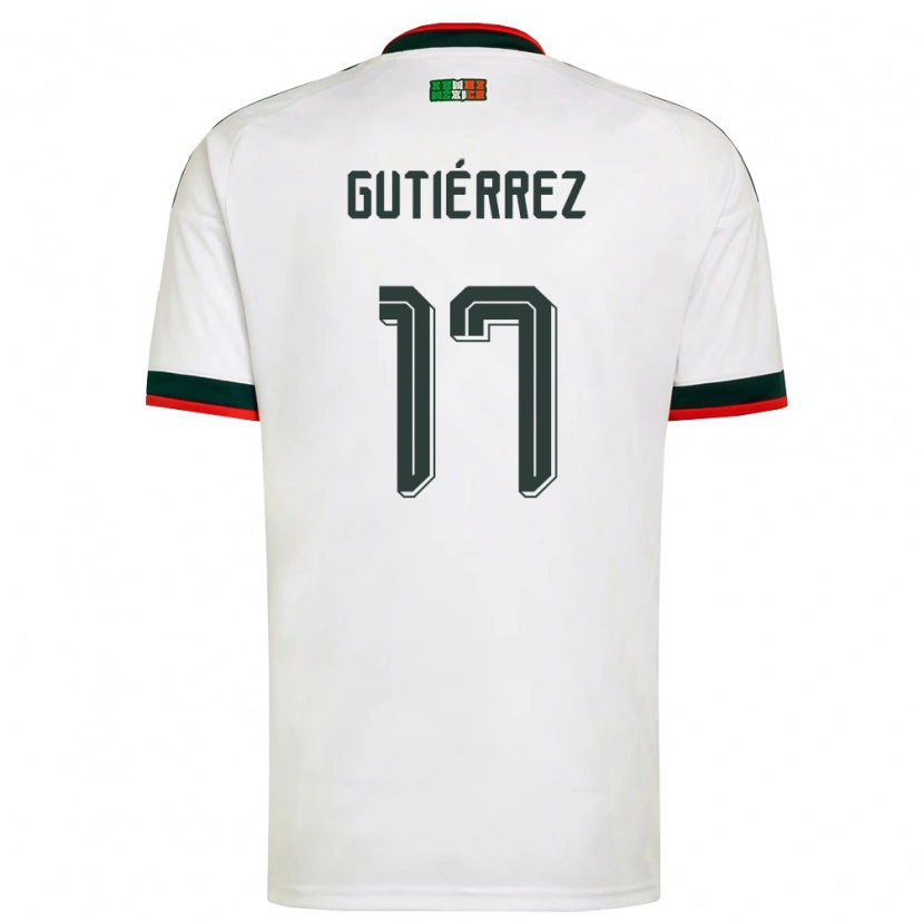 Danxen Niño Camiseta México Gerson Gutiérrez #17 Blanco Borgoña Verde 2ª Equipación 26-28 La Camisa
