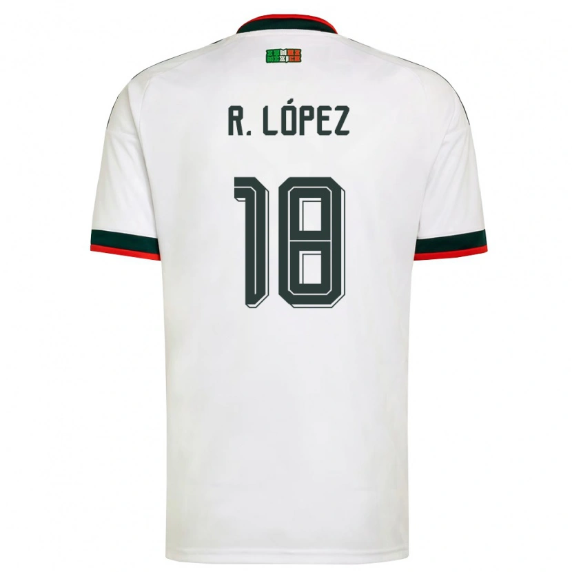 Danxen Niño Camiseta México Rodrigo López #18 Blanco Borgoña Verde 2ª Equipación 26-28 La Camisa