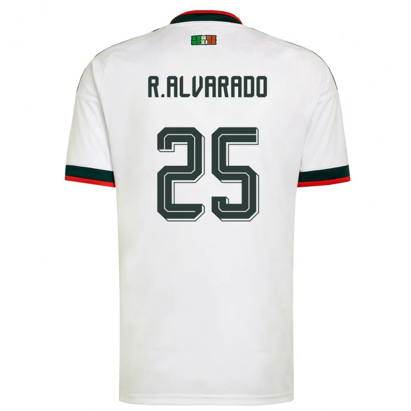 Danxen Niño Camiseta México Roberto Alvarado #25 Blanco Borgoña Verde 2ª Equipación 26-28 La Camisa