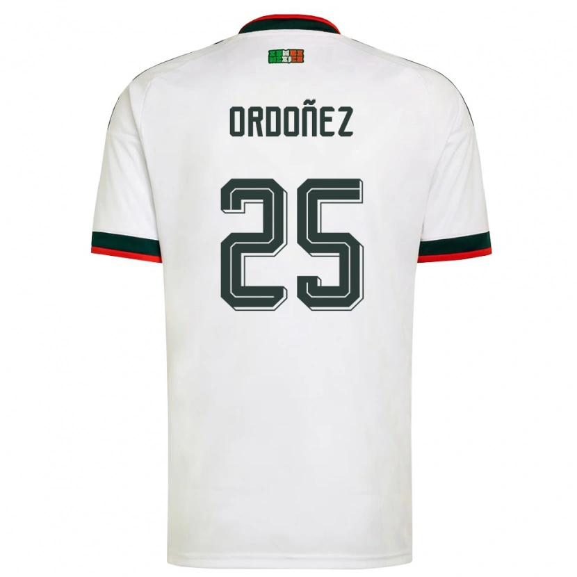 Danxen Niño Camiseta México Diana Ordonez #25 Blanco Borgoña Verde 2ª Equipación 26-28 La Camisa