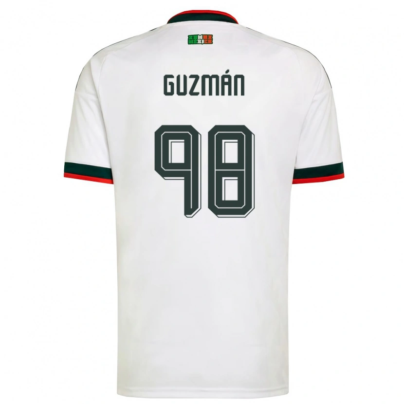 Danxen Niño Camiseta México Kinberly Guzman #98 Blanco Borgoña Verde 2ª Equipación 26-28 La Camisa