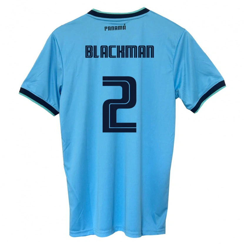 Danxen Niño Camiseta Panamá César Blackman #2 Azul Cielo Negro 2ª Equipación 26-28 La Camisa