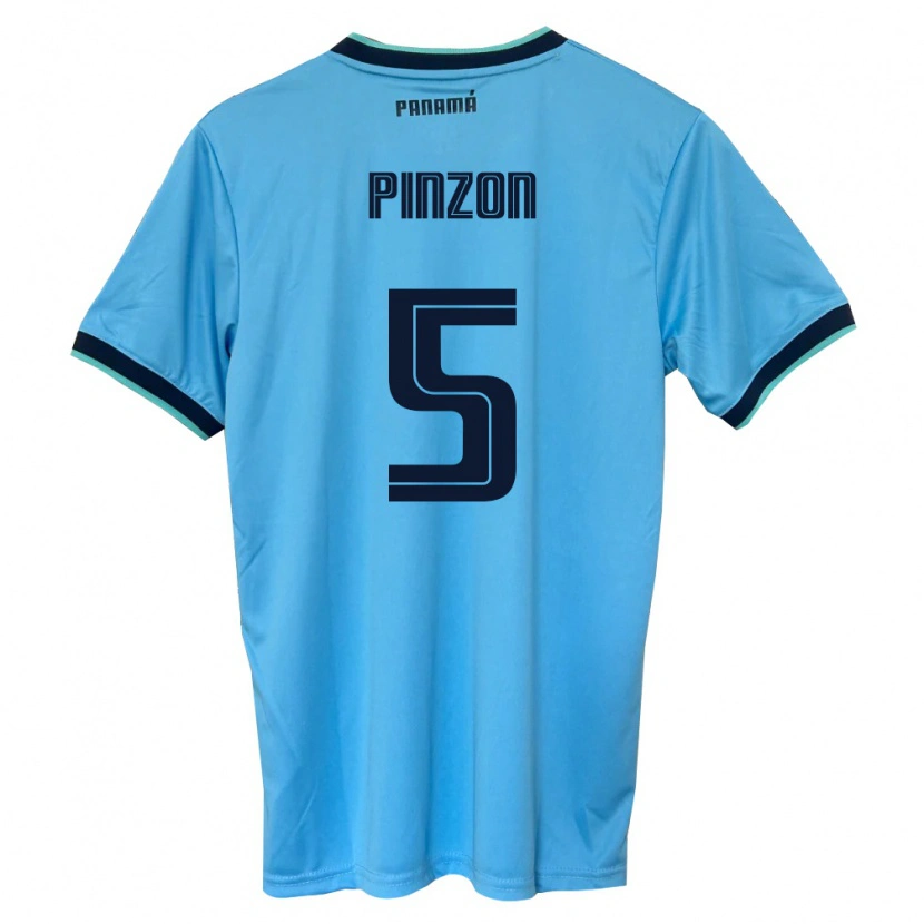 Danxen Niño Camiseta Panamá Yomira Pinzón #5 Azul Cielo Negro 2ª Equipación 26-28 La Camisa