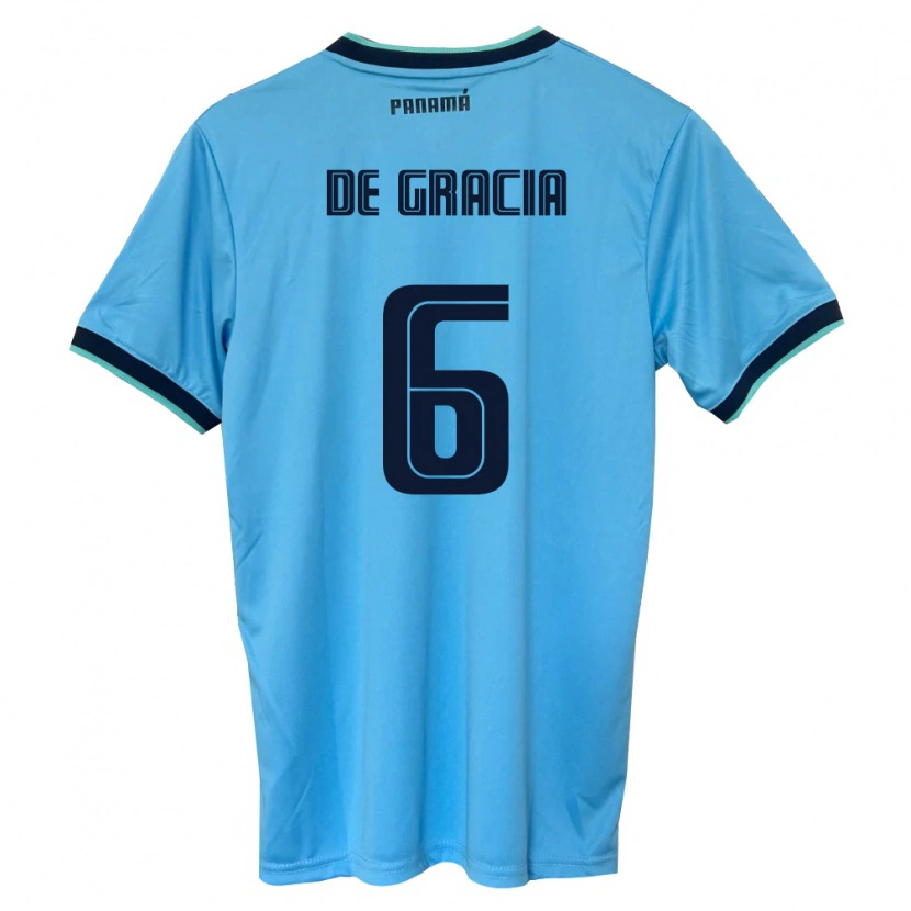 Danxen Niño Camiseta Panamá Klissman De Gracia #6 Azul Cielo Negro 2ª Equipación 26-28 La Camisa