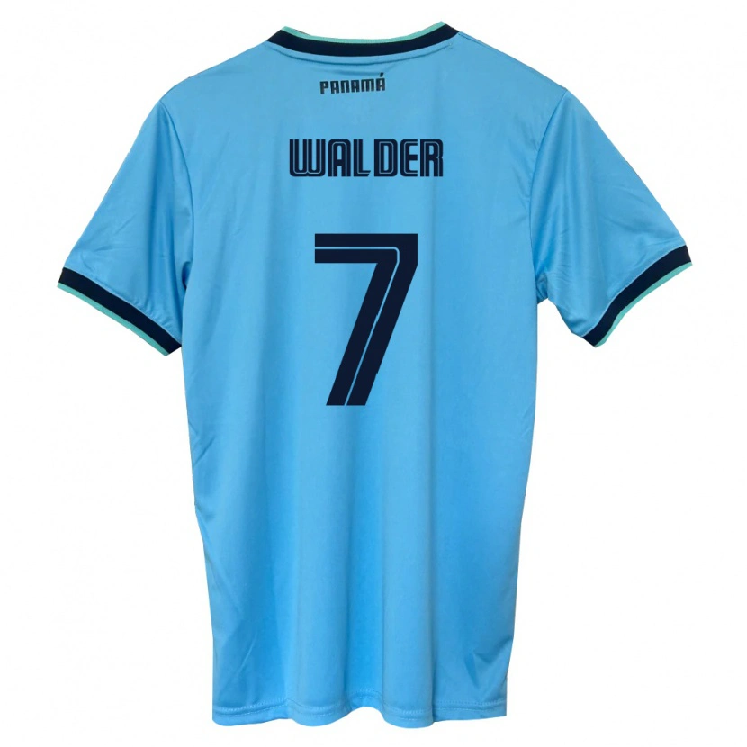 Danxen Niño Camiseta Panamá Kevin Walder #7 Azul Cielo Negro 2ª Equipación 26-28 La Camisa