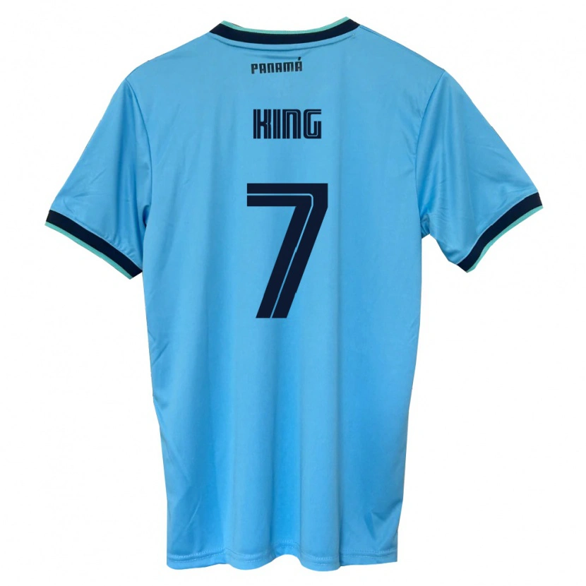 Danxen Niño Camiseta Panamá Sherline King #7 Azul Cielo Negro 2ª Equipación 26-28 La Camisa