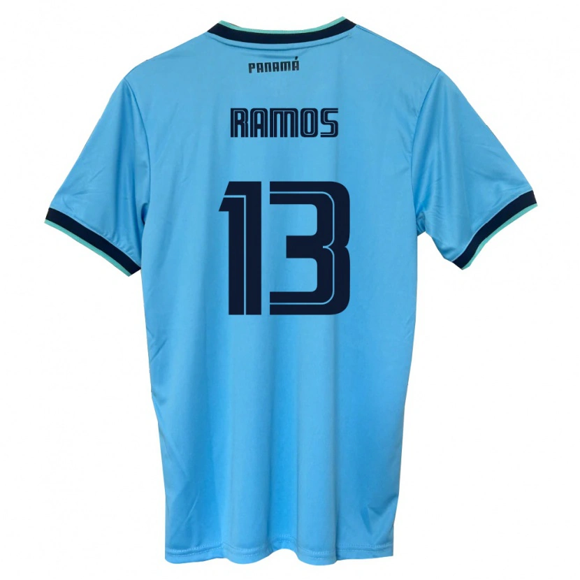 Danxen Niño Camiseta Panamá Jiovany Ramos #13 Azul Cielo Negro 2ª Equipación 26-28 La Camisa