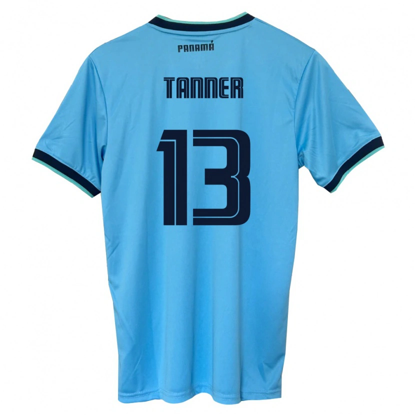 Danxen Niño Camiseta Panamá Riley Tanner #13 Azul Cielo Negro 2ª Equipación 26-28 La Camisa