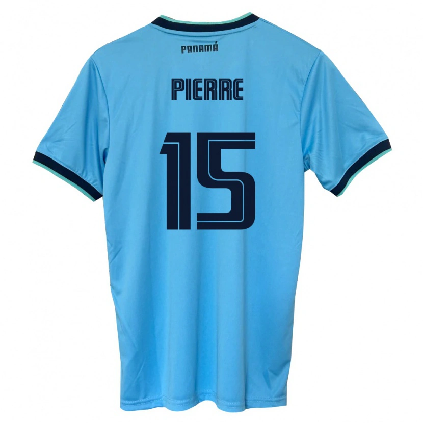 Danxen Niño Camiseta Panamá Joshua Pierre #15 Azul Cielo Negro 2ª Equipación 26-28 La Camisa