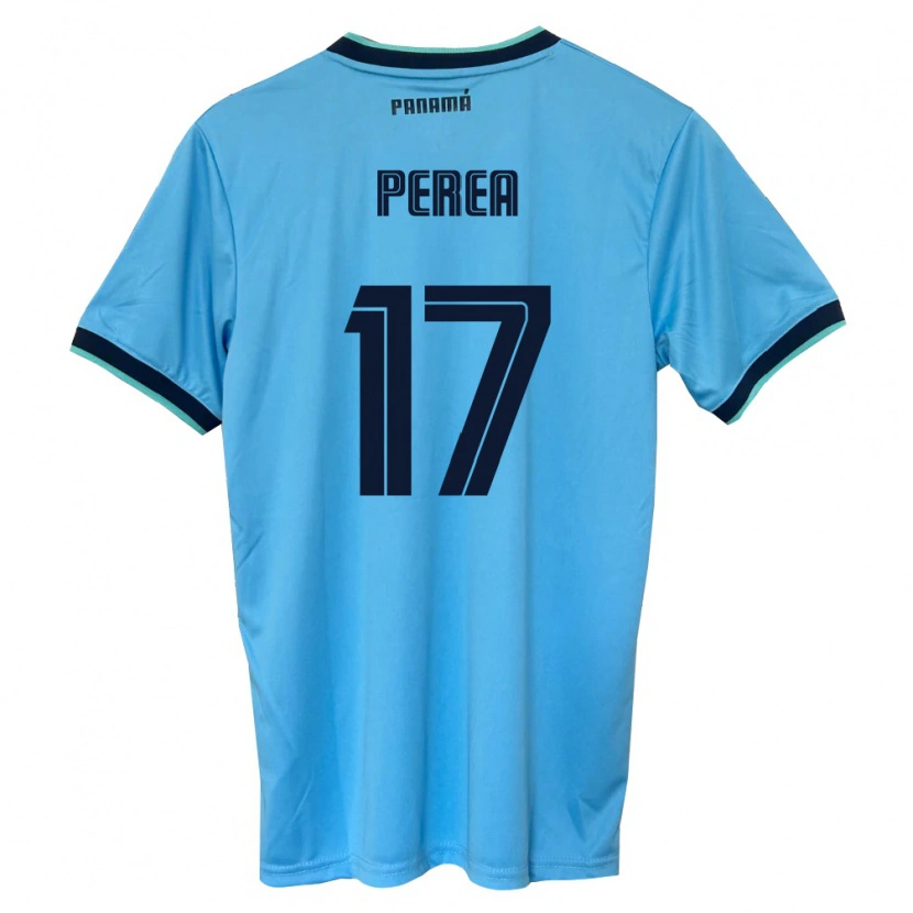 Danxen Niño Camiseta Panamá Anthony Perea #17 Azul Cielo Negro 2ª Equipación 26-28 La Camisa