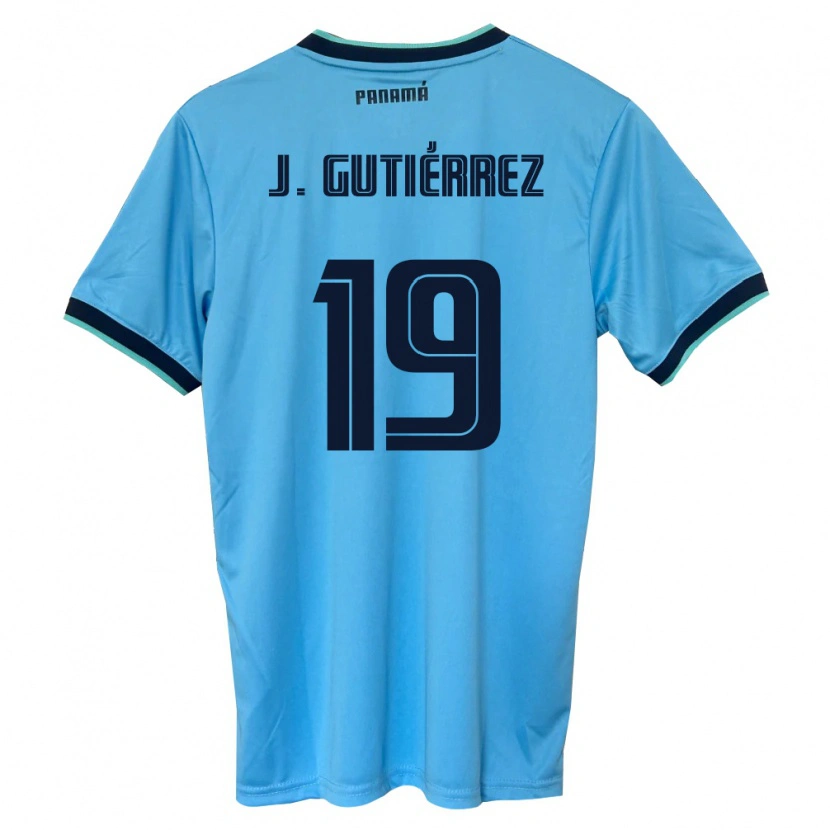 Danxen Niño Camiseta Panamá Jorge Gutiérrez #19 Azul Cielo Negro 2ª Equipación 26-28 La Camisa