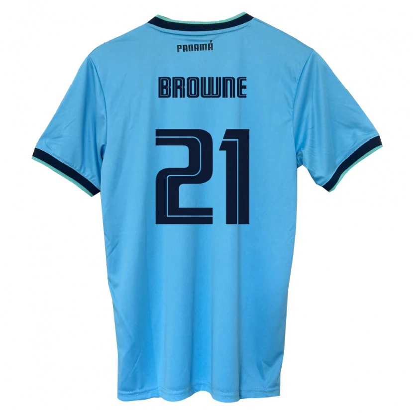 Danxen Niño Camiseta Panamá Omar Browne #21 Azul Cielo Negro 2ª Equipación 26-28 La Camisa