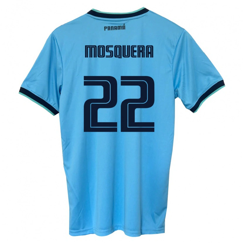 Danxen Niño Camiseta Panamá Orlando Mosquera #22 Azul Cielo Negro 2ª Equipación 26-28 La Camisa