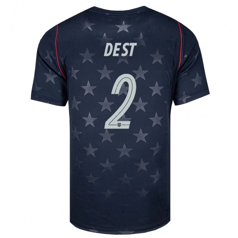 Danxen Niño Camiseta Estados Unidos Sergiño Dest #2 Negro Blanco Rojo 2ª Equipación 26-28 La Camisa