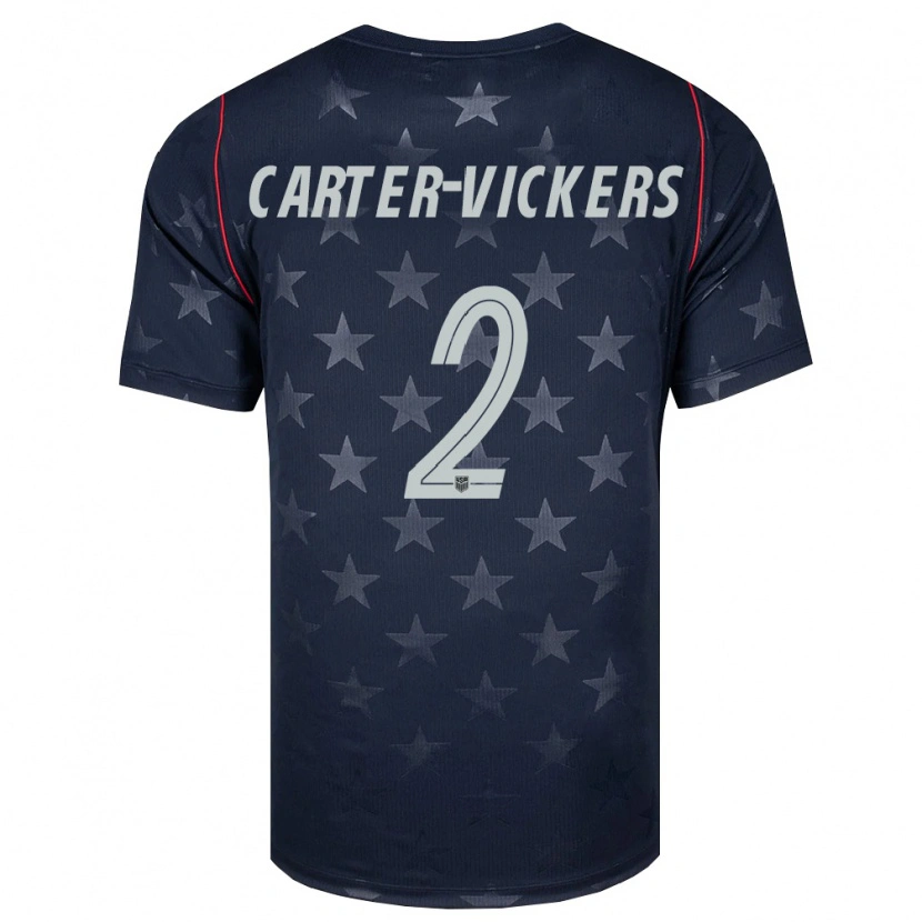 Danxen Niño Camiseta Estados Unidos Cameron Carter-Vickers #2 Negro Blanco Rojo 2ª Equipación 26-28 La Camisa