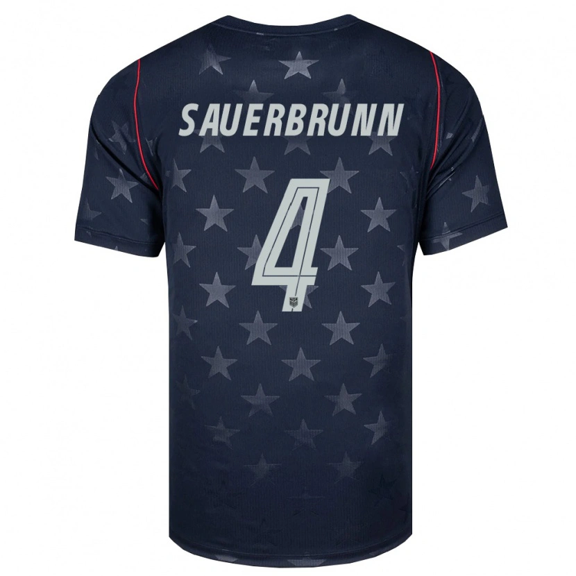 Danxen Niño Camiseta Estados Unidos Becky Sauerbrunn #4 Negro Blanco Rojo 2ª Equipación 26-28 La Camisa