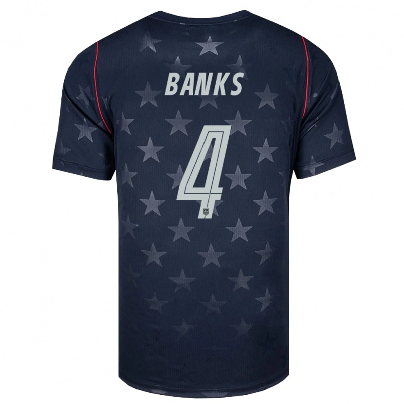 Danxen Niño Camiseta Estados Unidos Noahkai Banks #4 Negro Blanco Rojo 2ª Equipación 26-28 La Camisa
