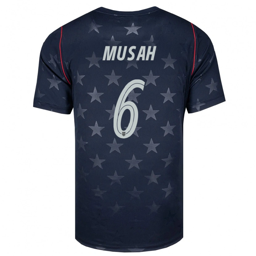 Danxen Niño Camiseta Estados Unidos Yunus Musah #6 Negro Blanco Rojo 2ª Equipación 26-28 La Camisa