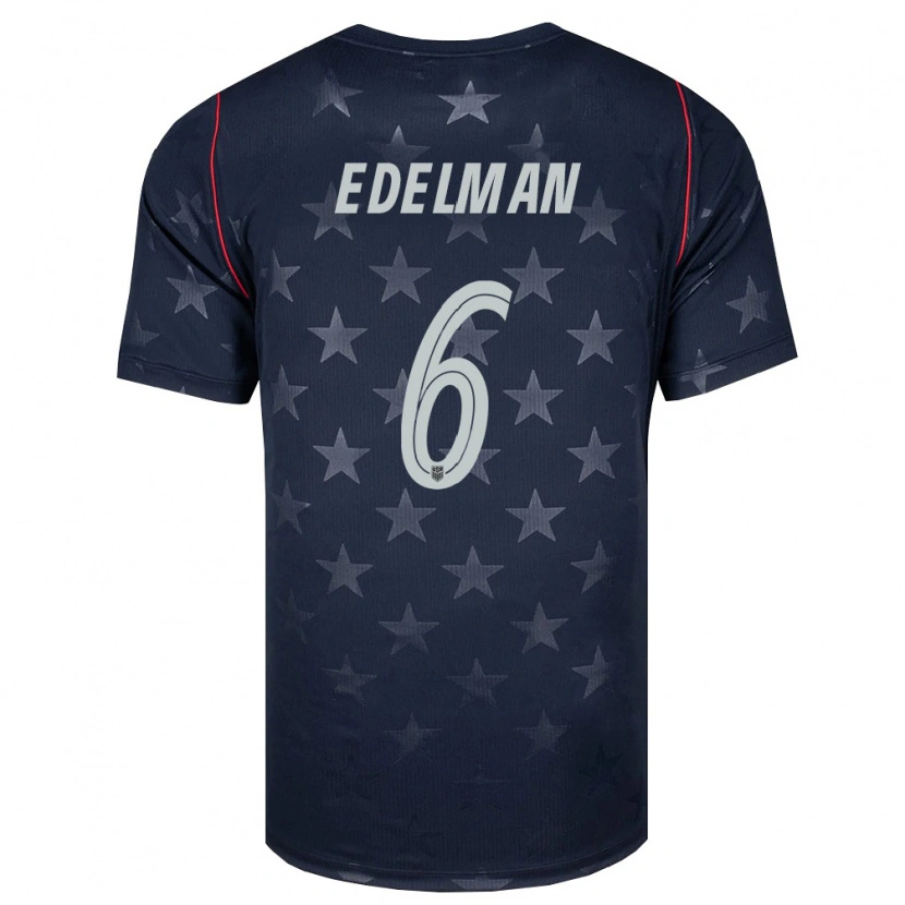 Danxen Niño Camiseta Estados Unidos Daniel Edelman #6 Negro Blanco Rojo 2ª Equipación 26-28 La Camisa