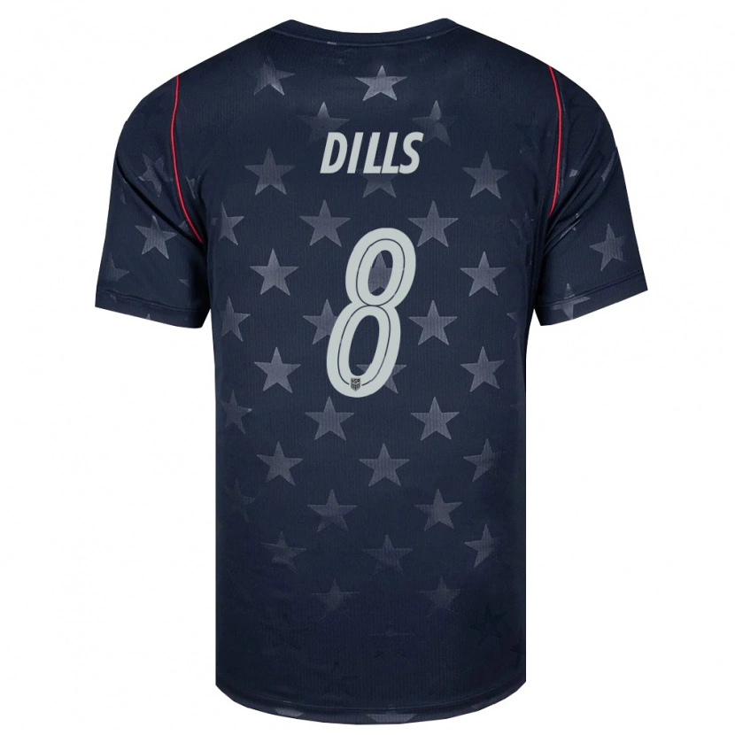 Danxen Niño Camiseta Estados Unidos Marvin Dills #8 Negro Blanco Rojo 2ª Equipación 26-28 La Camisa