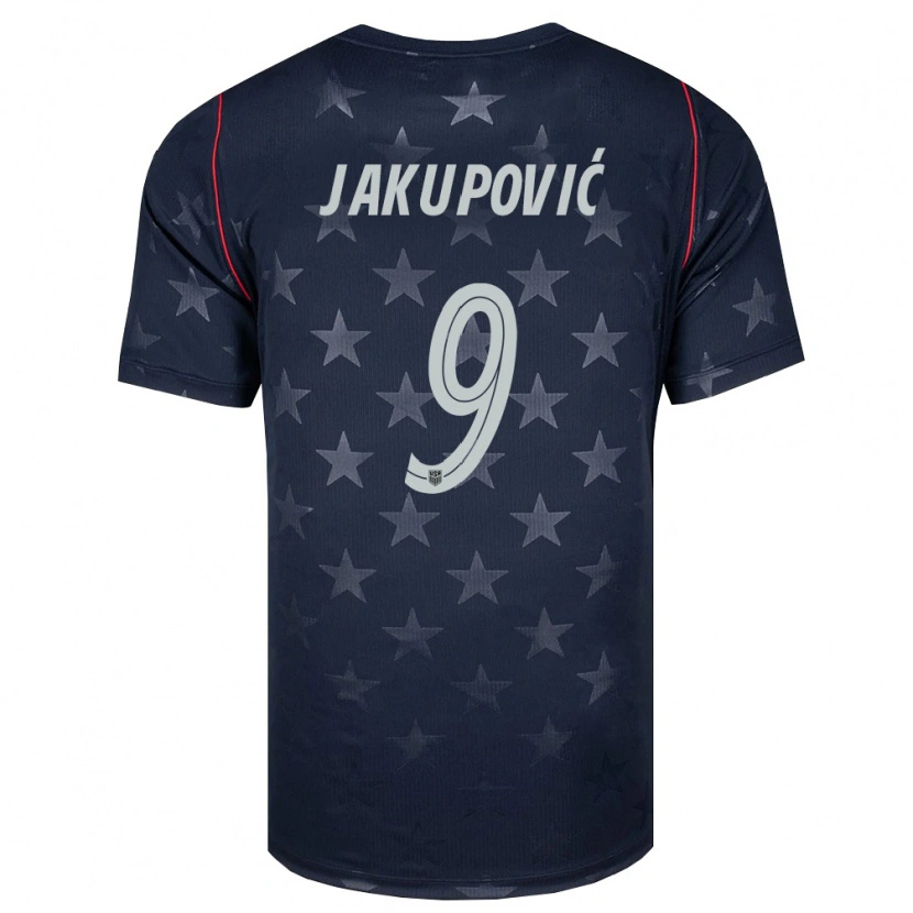Danxen Niño Camiseta Estados Unidos Malik Jakupović #9 Negro Blanco Rojo 2ª Equipación 26-28 La Camisa