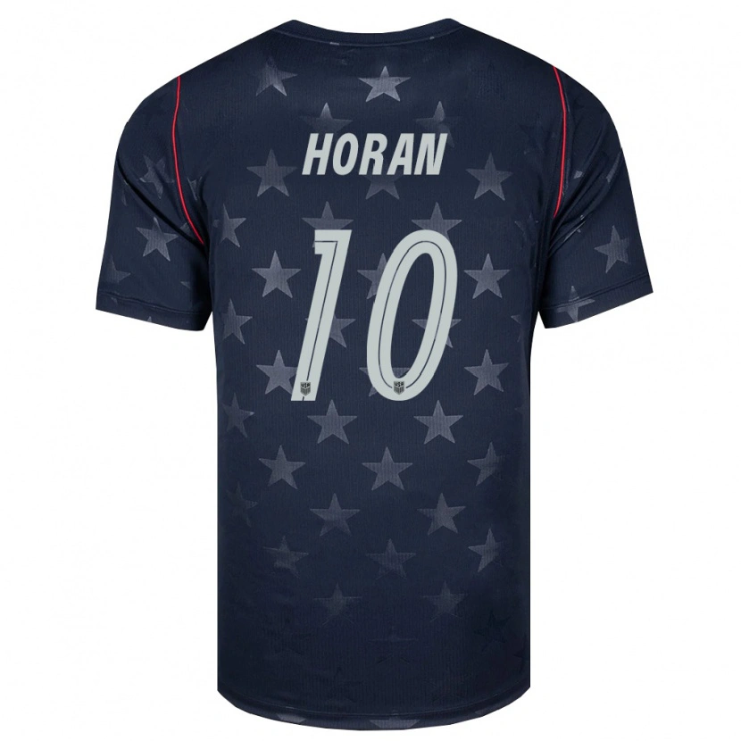Danxen Niño Camiseta Estados Unidos Lindsey Horan #10 Negro Blanco Rojo 2ª Equipación 26-28 La Camisa