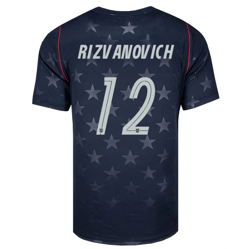 Danxen Niño Camiseta Estados Unidos Kayne Rizvanovich #12 Negro Blanco Rojo 2ª Equipación 26-28 La Camisa