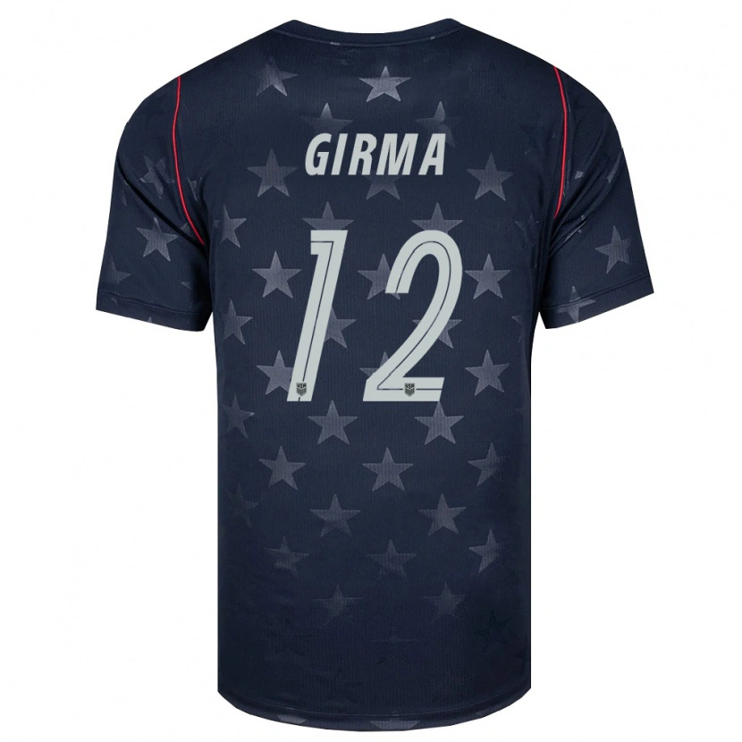 Danxen Niño Camiseta Estados Unidos Naomi Girma #12 Negro Blanco Rojo 2ª Equipación 26-28 La Camisa