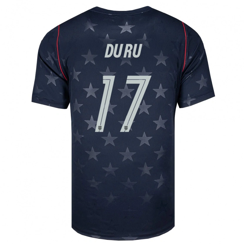 Danxen Niño Camiseta Estados Unidos Leo Duru #17 Negro Blanco Rojo 2ª Equipación 26-28 La Camisa