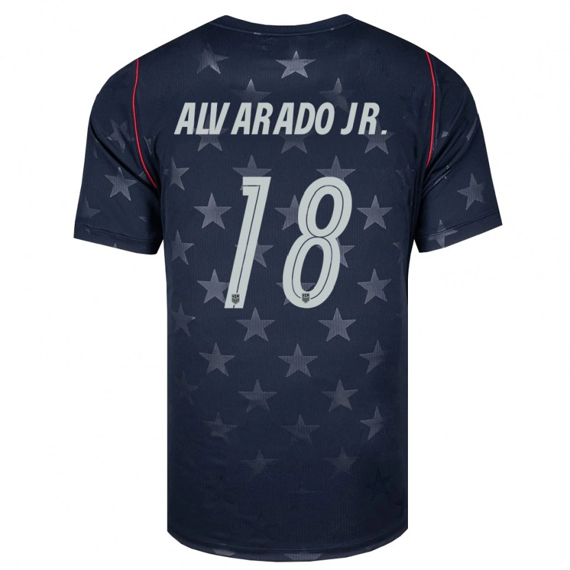 Danxen Niño Camiseta Estados Unidos Alejandro Alvarado Jr #18 Negro Blanco Rojo 2ª Equipación 26-28 La Camisa