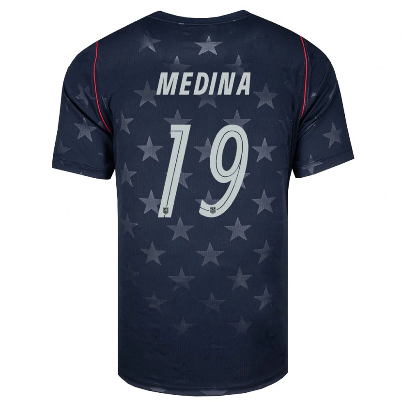 Danxen Niño Camiseta Estados Unidos Aaron Medina #19 Negro Blanco Rojo 2ª Equipación 26-28 La Camisa
