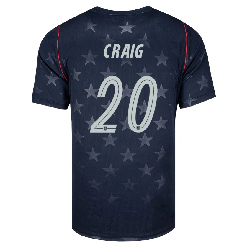 Danxen Niño Camiseta Estados Unidos Brandan Craig #20 Negro Blanco Rojo 2ª Equipación 26-28 La Camisa