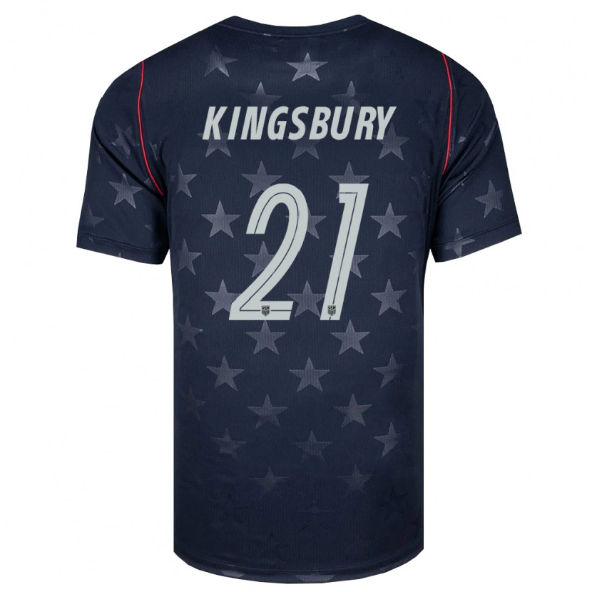 Danxen Niño Camiseta Estados Unidos Aubrey Kingsbury #21 Negro Blanco Rojo 2ª Equipación 26-28 La Camisa