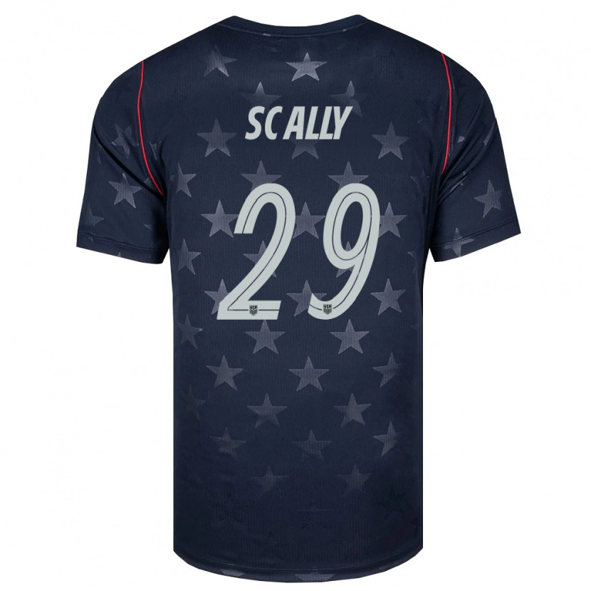 Danxen Niño Camiseta Estados Unidos Joseph Scally #29 Negro Blanco Rojo 2ª Equipación 26-28 La Camisa